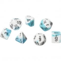 Chessex Gemini White-Teal/Black Polyhedral 7 Die Set