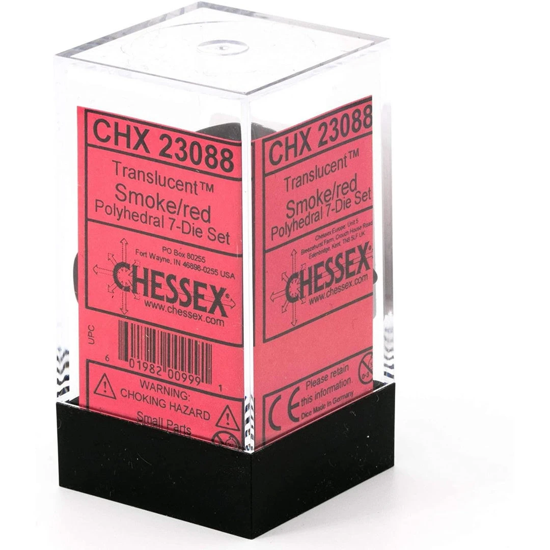 Chessex Tabletop Translucent Poly Smoke/Red 7 Die Set 5 Chessex Tabletop Translucent Poly Smoke/Red 7 Die Set