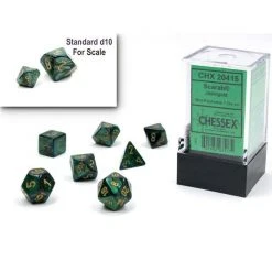 Chessex Mini-Poly 7 Scarab Jade/Gold