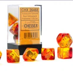 Chessex Tabletop Gemini Polyhedral Translucent Red-Yellow/Gold Luminary 7 Die Set