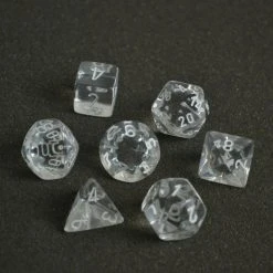 Chessex Translucent Poly 7-Die Set - Clear/White Tabletop