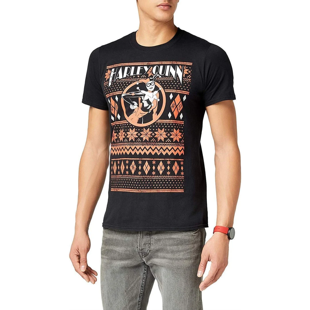 Batman Film & TV Harley Quinn Men's Fair Isle T-Shirt 3 Batman Film & TV Harley Quinn Men's Fair Isle T-Shirt