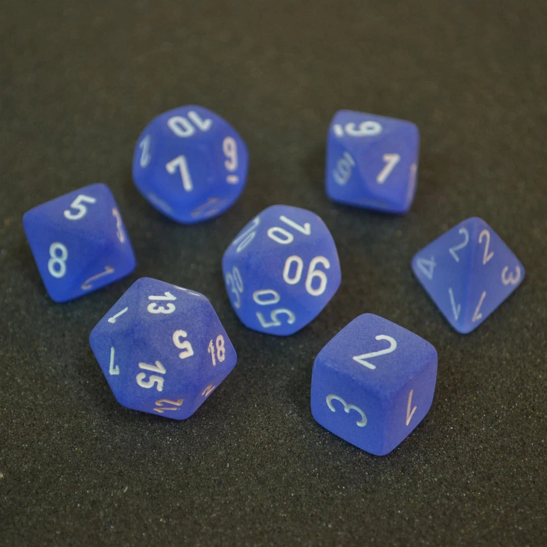 Chessex Frosted Poly 7-Die Set - Blue/White 4 Chessex Frosted Poly 7-Die Set - Blue/White