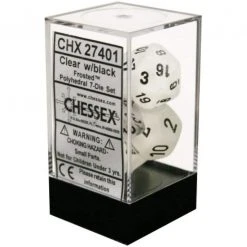 Chessex Tabletop Frosted Poly 7-Die Clear/black 9 Chessex Tabletop Frosted Poly 7-Die Clear/black