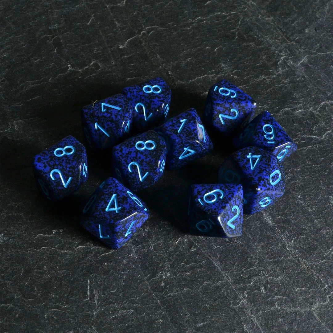 Chessex Speckled D10 Set Cobalt Tabletop 3 Chessex Speckled D10 Set Cobalt Tabletop