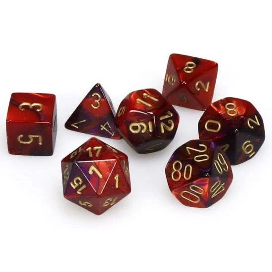 Chessex Tabletop Gemini Purple-Red/Gold Polyhedral 7 Die Set 3 Chessex Tabletop Gemini Purple-Red/Gold Polyhedral 7 Die Set