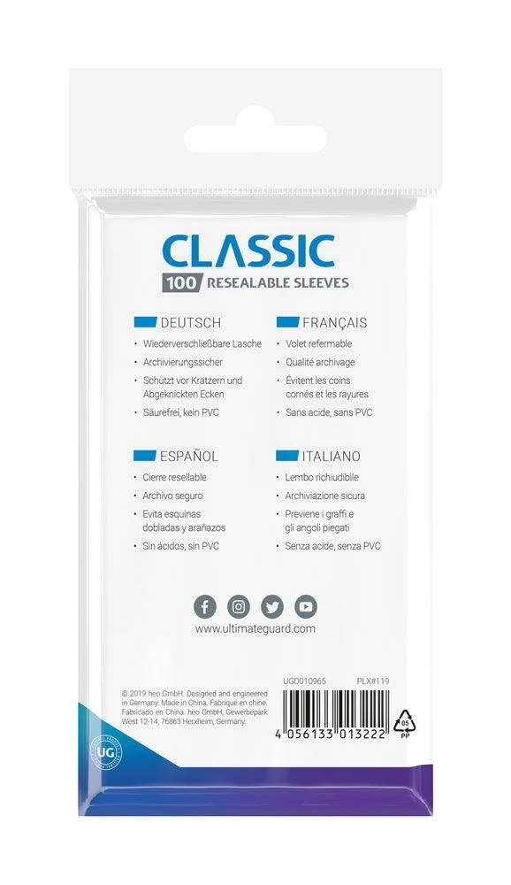 Ultimate Guard Classic Sleeves: Resealable Standard Size Transparent (100) Cards & Games 4 Ultimate Guard Classic Sleeves: Resealable Standard Size Transparent (100) Cards & Games
