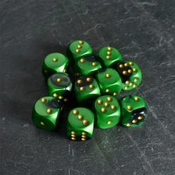 Chessex Gemini Black-Green/Gold D6 Dice Set