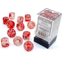 Chessex Nebula Red/Silver 16mm D6 Dice Block (12 Dice) 9 Chessex Nebula Red/Silver 16mm D6 Dice Block (12 Dice)