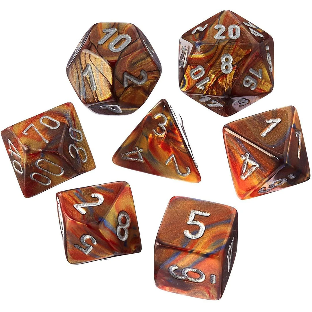 Chessex Lustrous Gold/Silver Polyhedral 7 Die Set 3 Chessex Lustrous Gold/Silver Polyhedral 7 Die Set