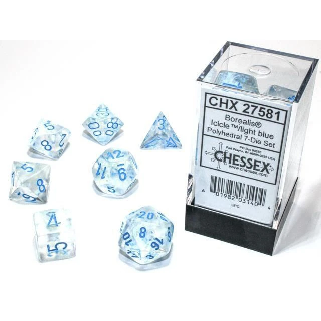 Chessex Borealis Icicle Light Blue Pol Tabletop 4 Chessex Borealis Icicle Light Blue Pol Tabletop