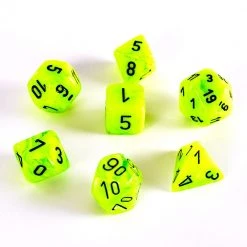 Chessex Vortex Bright Green/Black Polyhedral 7 Die Set Tabletop