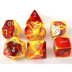 Chessex Tabletop Gemini Red-Yellow/Silver Polyhedral 7 Dice Set