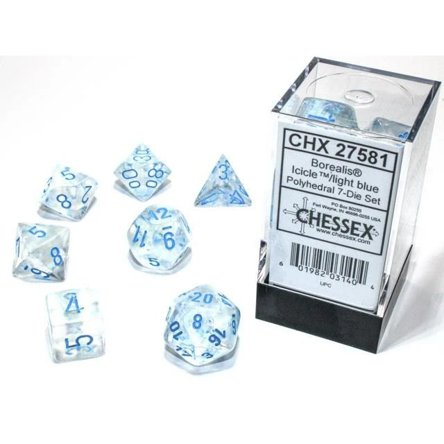 Chessex Borealis Icicle Light Blue Pol Tabletop 3 Chessex Borealis Icicle Light Blue Pol Tabletop