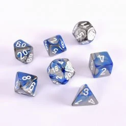 Chessex Gemini Poly 7 Set Bl-Steel/Wh Dice